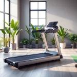 Walking pad treadmill manufacturer showcasing a modern home gym with sleek design and inviting atmosphere.