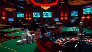 Players engaged in a thrilling 7m cn betting session at a luxurious online casino table.