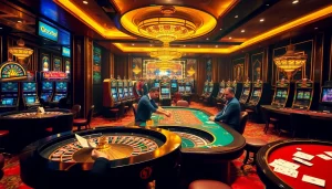 Engaged players enjoying a thrilling casino experience at 123b with poker chips and cards.