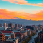 Visit https://albmaftoh.com to see the stunning skyline and mountains of Almaty, Kazakhstan.
