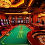 9Dbet immersive casino experience with vibrant slot machines and elegant poker tables.