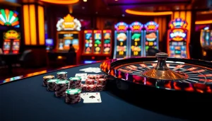 Experience the excitement of KING88 with vibrant casino tables and dynamic slot machines.