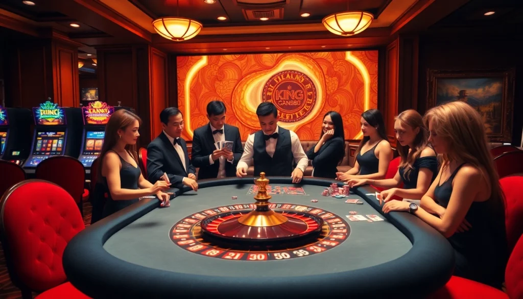 Experience the excitement of King88 with players at a luxurious casino table.
