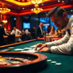 Engaging scene showing a professional gambler considering his bets at a casino, representing shbet có uy tín không analysis.