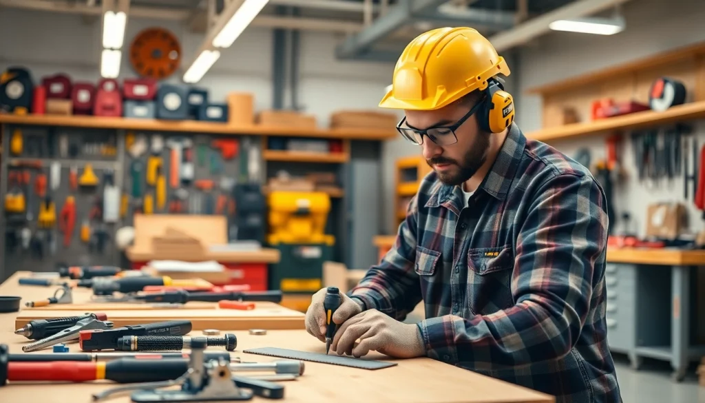 Showcase skilled tradesperson at trade schools oahu, highlighting expert carpentry and electrical work.