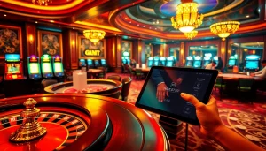 Experience thrilling gameplay at https://thabets.it.com/ with vibrant casino tables and engaging gamblers.