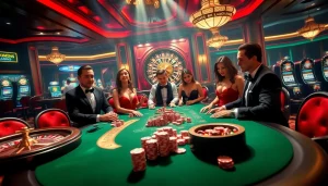 Experience high-stakes excitement at rr88 with luxurious casino tables and vibrant atmosphere.