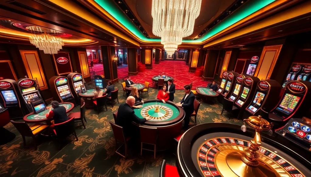 Players enjoying a thrilling game experience at Bugatti8 casino with vibrant tables and luxurious atmosphere.