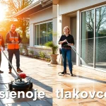 Čiščenje tlakovcev s strokovno ekipo, ki obnavlja njihovo lepoto.