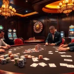 High-stakes poker action at vn88 casino featuring professional players and colorful poker chips.