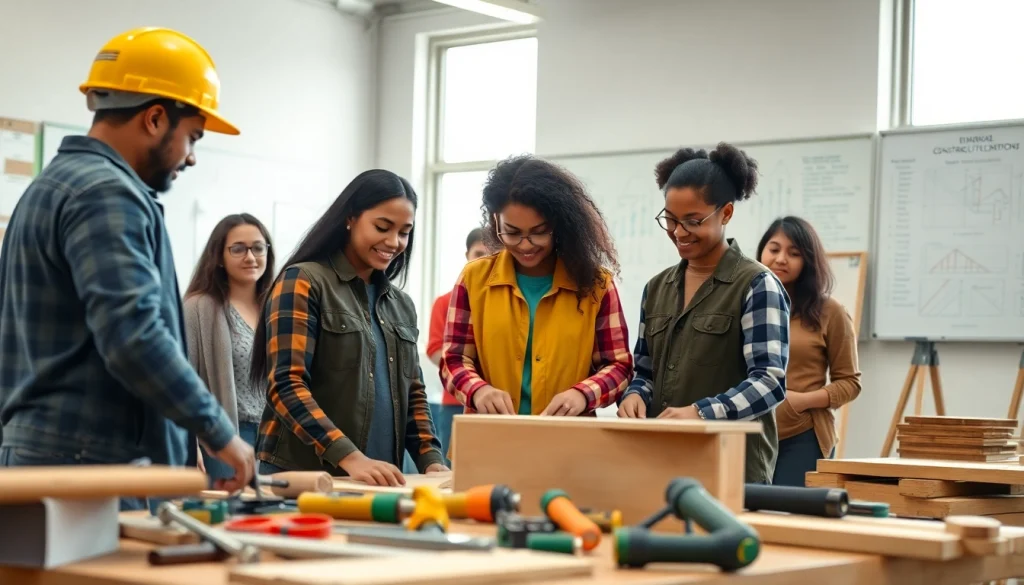 Engaged students in a construction education lesson in Colorado focusing on hands-on learning.