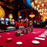 Players enjoying a thrilling game at 789club casino, showcasing vibrant poker chips and cards.