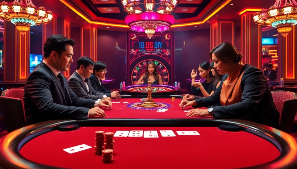 Exciting poker game scene illustrating strategies with "Nếu như vậy bám vào đây" as players engage in high-stakes thriller.