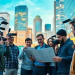 Creating unique content with a diverse team in a modern urban setting - Video Production Company Calgary.