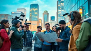 Creating unique content with a diverse team in a modern urban setting - Video Production Company Calgary.