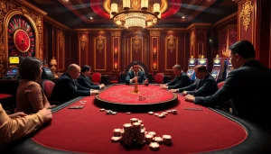 Exciting poker game at a luxurious casino table inspired by https://rr88.wales/