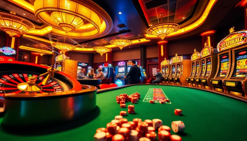 Players enjoying the excitement of jeetbuzz ক্যাসিনো with vibrant tables and winning slots.