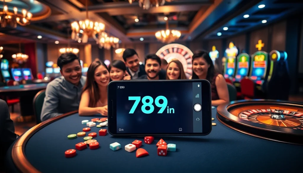 Experience seamless gameplay on the 789win app, featuring a lively casino atmosphere with poker and slots.
