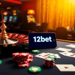 Experience the thrill of winning at 12bet with a vibrant online casino featuring poker chips and games.
