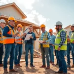 Builders from the Texas association of builders collaborating on a home project at a construction site.