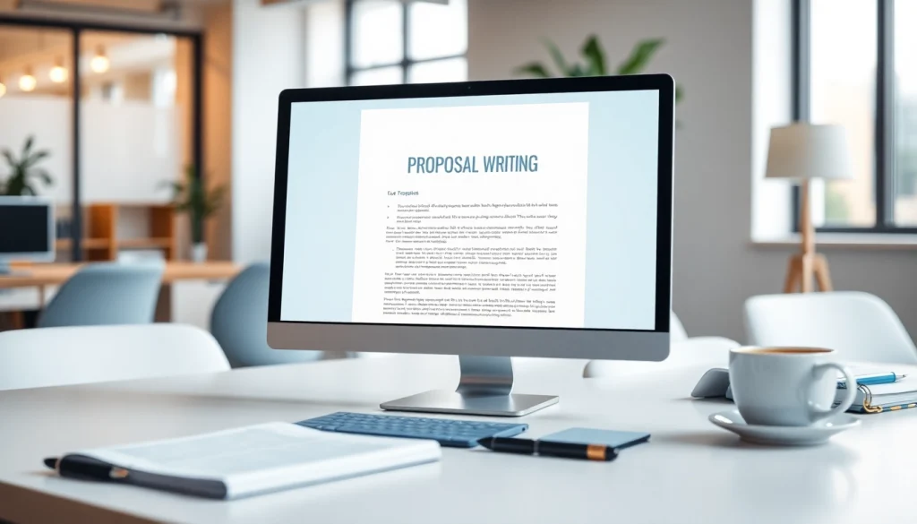 Create a customized proposal writing document in a professional workspace.