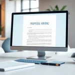 Create a customized proposal writing document in a professional workspace.