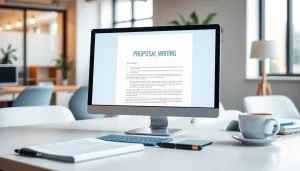 Create a customized proposal writing document in a professional workspace.