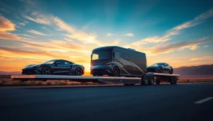 View of luxury transport vehicles on a truck from https://luxuryautocarriers.com showcasing safe car shipping services.