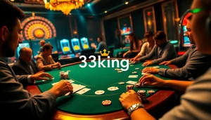 Players enjoying an exciting game at the 3king casino table, showcasing chips and high-quality cards.