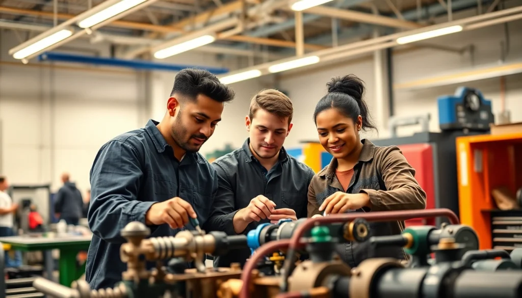 Students practicing skills at a Trade School In Tennessee engaging in hands-on training.