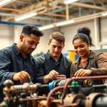 Students practicing skills at a Trade School In Tennessee engaging in hands-on training.