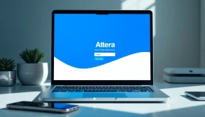 Atera login interface displayed on a laptop screen, showcasing secure access for IT professionals.