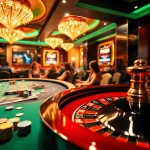 Engaging casino scene featuring SN888 Login with vibrant poker chips and roulette action.