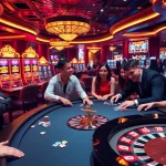 Toto togel game excitement at a luxurious casino with players betting and winning.