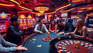 Toto togel game excitement at a luxurious casino with players betting and winning.