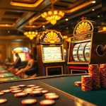 Spin the doaslot slot machine in a vibrant casino setting filled with excitement and colorful designs.