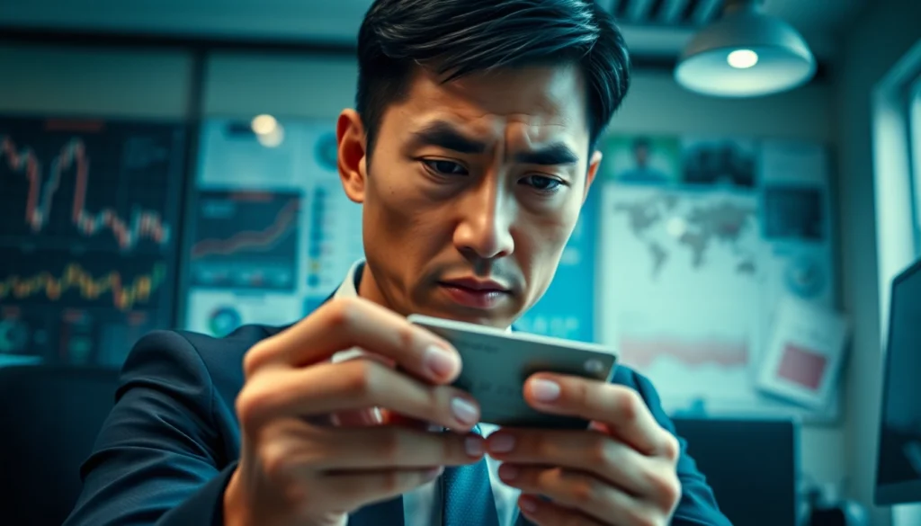 카드깡의 위험성을 강조하며 신용카드를 분석하는 심각한 표정의 개인이 있는 장면.