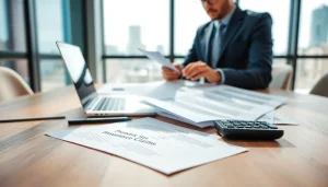 Examine documents related to Property Insurance Claims in a professional office.