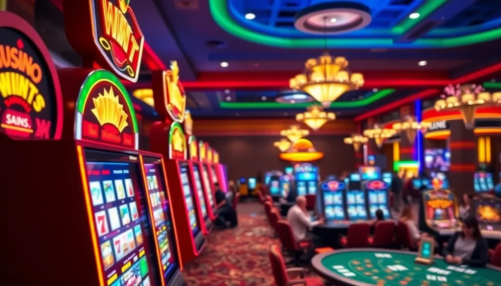 UFA169 นักพนันกำลังตั้งหน้าตั้งตาเล่นที่คาสิโนโดยมีตู้สล็อตเป็นพื้นหลัง