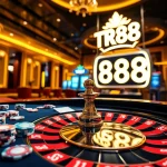 Betting excitement at a TR88 casino table with vibrant chips and cards.