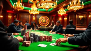 Experience high-stakes gambling excitement with CM88 at a luxurious poker table.
