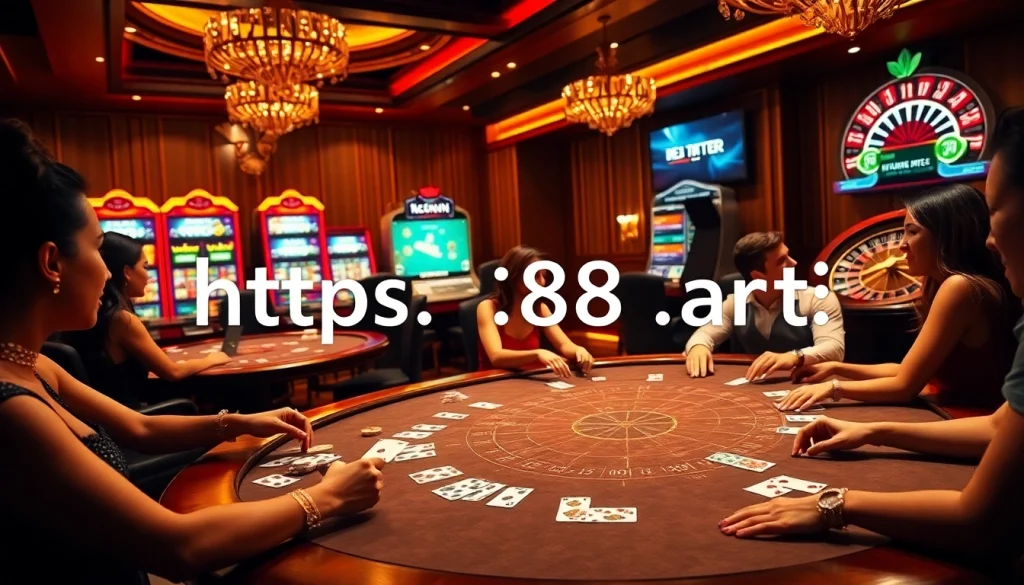Glamorous poker action at a casino table featuring cards and chips, showcasing https://88t.art/ in action.