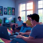 Engaging scene of players enjoying html porn games in a cozy living room