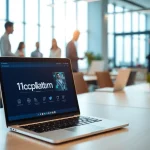Explore the cutting-edge features of 1cplatform in a vibrant office environment.