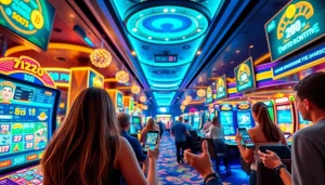 Exciting scene at a modern crypto casino showcasing the best crypto casinos in 2025 with digital games and vibrant players.