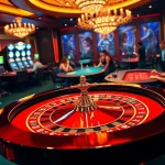 Experience the excitement of tỷ lệ 7m as players engage in thrilling casino games surrounded by vibrant colors and engaging elements.
