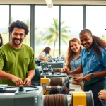 Students collaborating in trade schools in Hawaii for hands-on learning.