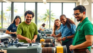 Students collaborating in trade schools in Hawaii for hands-on learning.