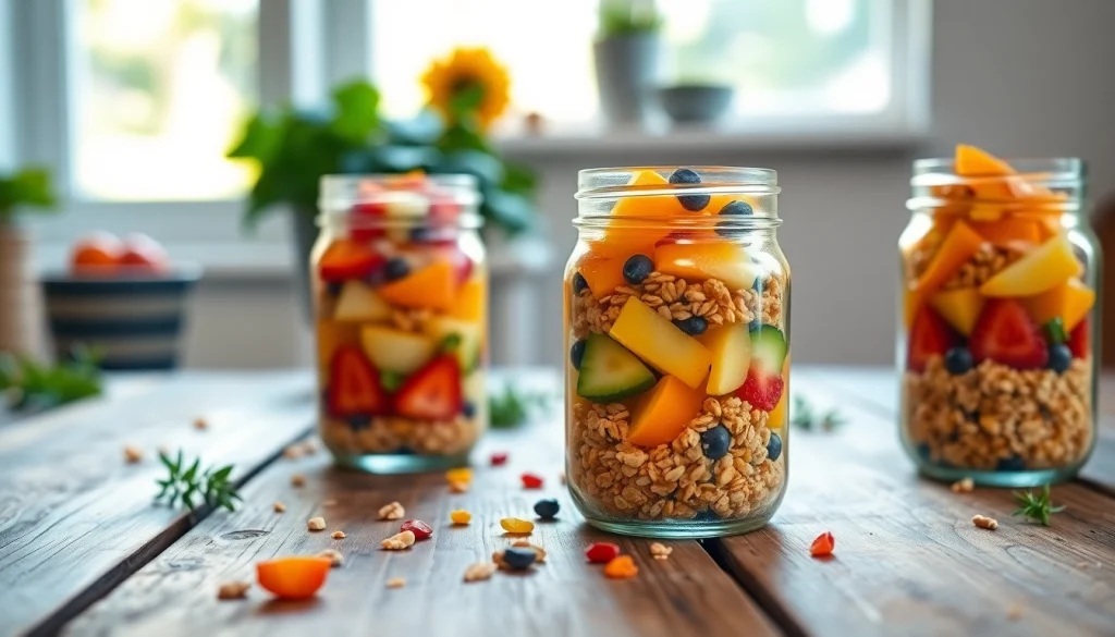 Enjoy a vibrant mason jar breakfast featuring colorful fruits and granola at https://masonjarbreakfast.com.