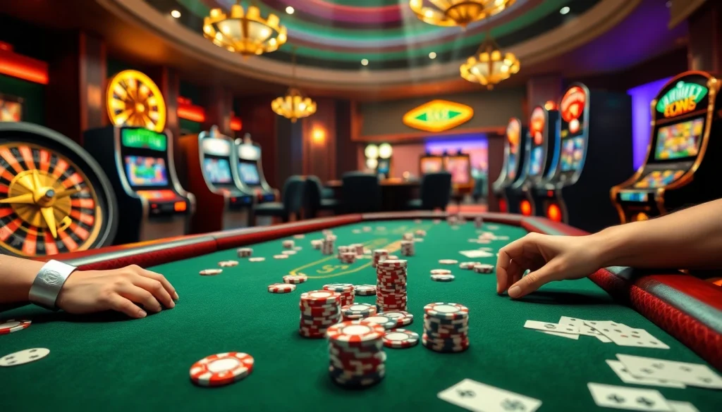 Experience the thrill of MM88 with players enjoying high-stakes poker games at a premium casino table.